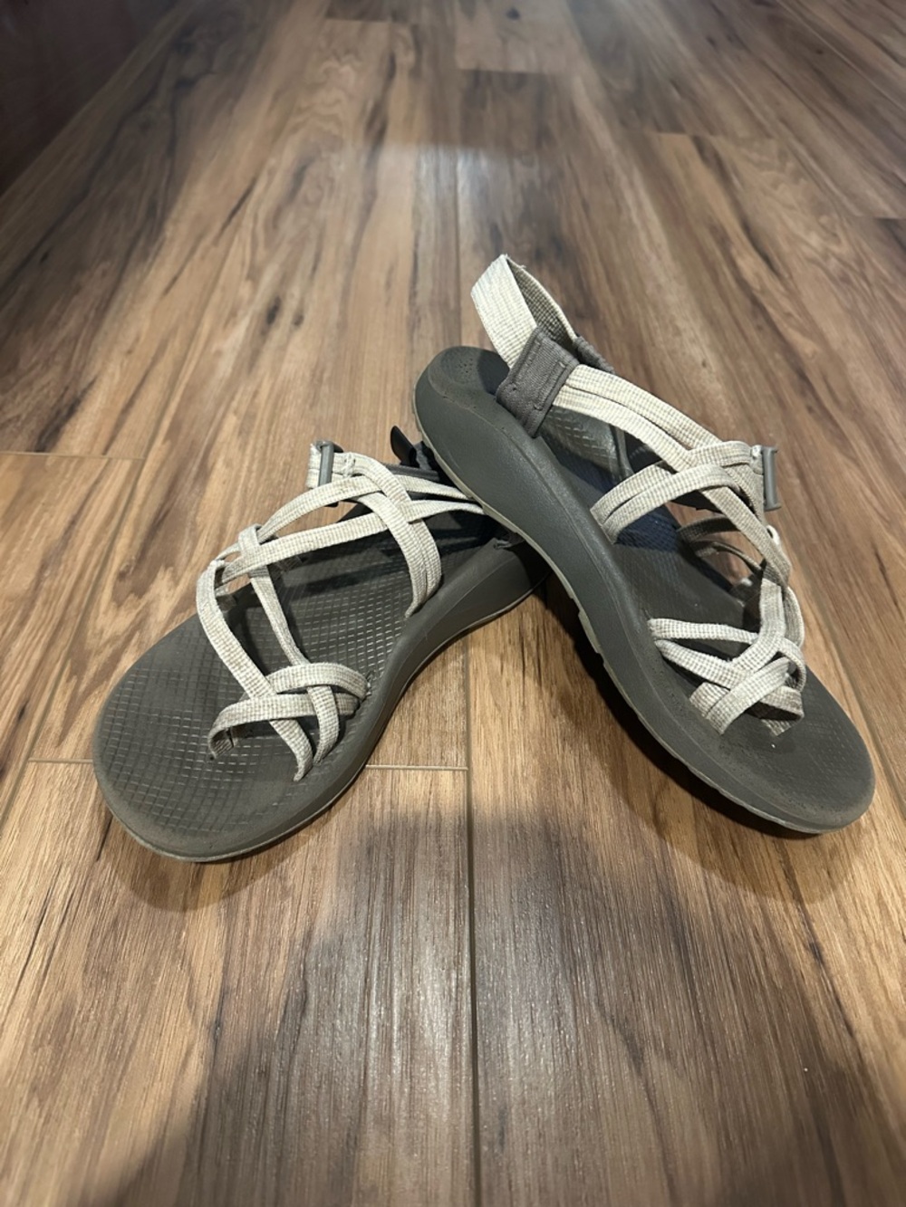 Chaco Women's Strappy Sandals - Gray and Cream